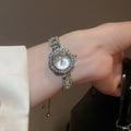 Light Luxury Sparkling Alloy Rhinestone Geometric Round Watch Style Adjustable Bangle view 3