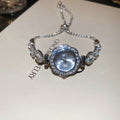Light Luxury Sparkling Alloy Rhinestone Geometric Round Watch Style Adjustable Bangle view 4
