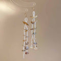 Shell Beaded Geometric Round Tassel Hook Drop Earrings For Beach Vacation Style view 4