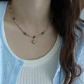 Stainless Steel Crystal Tiger Eye Beaded Eight Point Star Pendant Necklace For Women view 4