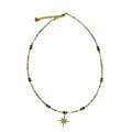 Stainless Steel Crystal Tiger Eye Beaded Eight Point Star Pendant Necklace For Women view 5