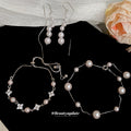 Manta Rose Irregular Faux Pearl Beaded Bracelet Earring Jewelry Set Light Luxury Style view 1