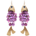 Koi Fish Shell Tassel Drop Earrings Geometric Round Pendant Beach Vacation Style Ear Hooks view 5
