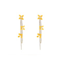 Luxury Elegant French Yellow Flower Pearl Rhinestone Alloy Chain Tassel Long Drop Statement Earrings view 5