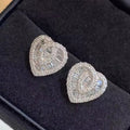 Heart Shape Zircon Micro Pave Stud Earrings For Women Delicate Lady Fashion Jewelry view 1