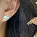 Heart Shape Zircon Micro Pave Stud Earrings For Women Delicate Lady Fashion Jewelry view 3