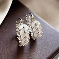 Women's French Style Marquise Leaf Ear Cuffs, Pastoral Light Luxury Dress Accessories Earrings view 2