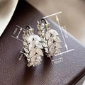 Women's French Style Marquise Leaf Ear Cuffs, Pastoral Light Luxury Dress Accessories Earrings view 4