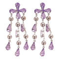 Light Luxury Copper Teardrop Rhinestone Tassel Drop Earrings With Silver Needle Posts view 5