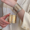 European American Metal Textured Hollow Cross Open Bangle For Women Fashion Niche Jewelry view 4