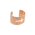 European American Metal Textured Hollow Cross Open Bangle For Women Fashion Niche Jewelry view 5