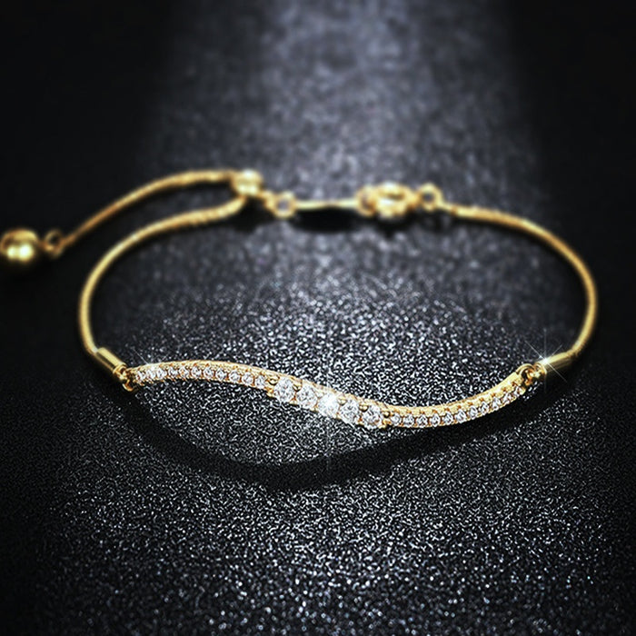Minimalist Women's Adjustable Bracelet With Micro Inlaid Zircon Simple Delicate Hand Jewelry