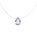 Clear Teardrop Crystal Invisible-Line Necklace with Silver Tone Setting view 1