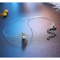 Clear Teardrop Crystal Invisible-Line Necklace with Silver Tone Setting view 3