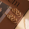 Elegant Geometric Diamond Hollow Twisted Spiral Triple Layer Wrap Alloy Fashion Dangle Drop Earrings view 3