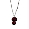 Vintage Ethnic Faux Pearl Crystal Wood Beaded Mushroom Pendant Necklace For Women view 5