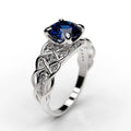 European Designer Blue Sapphire Ring For Women, Wrapped Line French Style Fashion Jewelry view 1