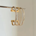 European American Style Metal Multilayer Open Bangle Minimalist Round Statement Bracelet view 1