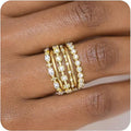 French Style Women's Stackable Geometric Ring Set 6 Piece Chic Combination Finger Jewelry view 1