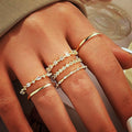 French Style Women's Stackable Geometric Ring Set 6 Piece Chic Combination Finger Jewelry view 2