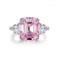 Sparkling Zircon Rectangle Open Copper Ring For Women Light Luxury Geometric Statement Jewelry view 5