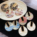 18K Gold Plated Copper U Shape Round Acetate Geometric Vintage Style Earrings view 3