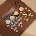 Elegant Light Luxury Alloy Matte Sequin Round Hollow Chain Tassel Long Dangle Statement Earrings view 2