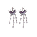 Copper Zircon Butterfly Teardrop Pendant Drop Earrings Light Luxury Ear Hook Jewelry For Women view 5