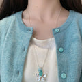 Light Luxury Alloy Crystal Cat Eye Stone Waterdrop Flower Pendant Necklace For Women view 4
