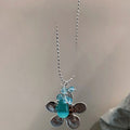 Light Luxury Alloy Crystal Cat Eye Stone Waterdrop Flower Pendant Necklace For Women view 1