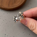 Copper Hollow Round Double Flower Open Ring Minimalist Understated Index Finger Jewelry view 2