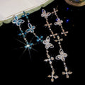 Light Luxury Alloy Rhinestone Butterfly Hollow Tassel Drop Earrings For Women view 2