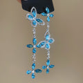 Light Luxury Alloy Rhinestone Butterfly Hollow Tassel Drop Earrings For Women view 4