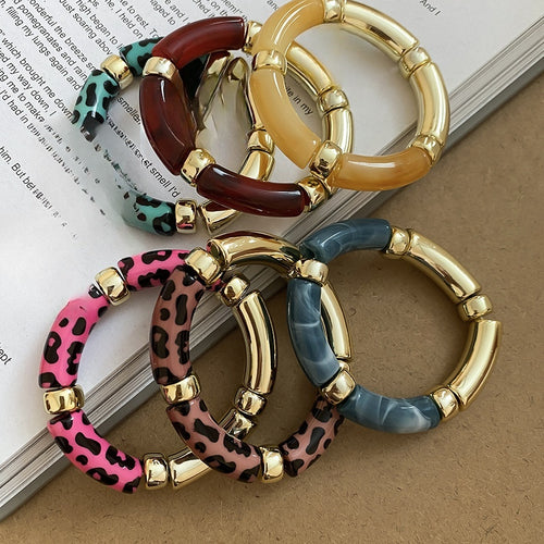 European Style Acrylic Geometric Round Gradient Polka Dot Bangle Fashion Jewelry