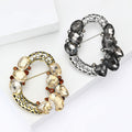 Alloy Crystal Hollow Round Wreath Brooch Pin For Luxury Apparel view 3