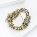 Alloy Crystal Hollow Round Wreath Brooch Pin For Luxury Apparel view 4