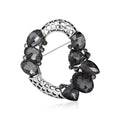 Alloy Crystal Hollow Round Wreath Brooch Pin For Luxury Apparel view 2