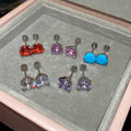 Light Luxury Copper Geometric Round Zircon Stud Earrings With Threaded Design For Women view 1