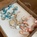 Layered Irregular Shell Crystal Beaded Pendant Necklace Beach Vacation Choker Style view 4
