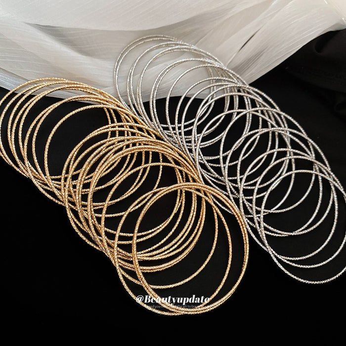 Western Style Metal Printed Texture Round Bangle Fashion Women's Statement Jewelry