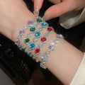 Light Luxury Copper Oval Geometric Zircon Clasp Bangle Fashion Sparkling Bracelet view 3