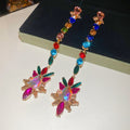 Light Luxury Alloy Colorful Rhinestone Teardrop Drop Earrings With Silver Needle view 3
