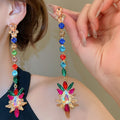 Light Luxury Alloy Colorful Rhinestone Teardrop Drop Earrings With Silver Needle view 2