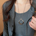Resin Geometric Round Pendant Alloy Vintage Court Style Clavicle Sweater Necklace view 3