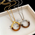 Resin Geometric Round Pendant Alloy Vintage Court Style Clavicle Sweater Necklace view 2