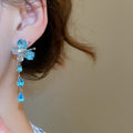 Light Luxury Copper Zircon Butterfly Teardrop Tassel Drop Earrings For Women view 4