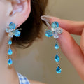 Light Luxury Copper Zircon Butterfly Teardrop Tassel Drop Earrings For Women view 2