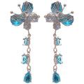 Light Luxury Copper Zircon Butterfly Teardrop Tassel Drop Earrings For Women view 5