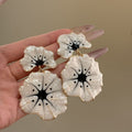 Alloy Enamel Ginkgo Flower Pendant Drop Earrings Vintage Ethnic Steel Needle Stud Style view 4