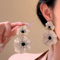 Alloy Enamel Ginkgo Flower Pendant Drop Earrings Vintage Ethnic Steel Needle Stud Style view 1